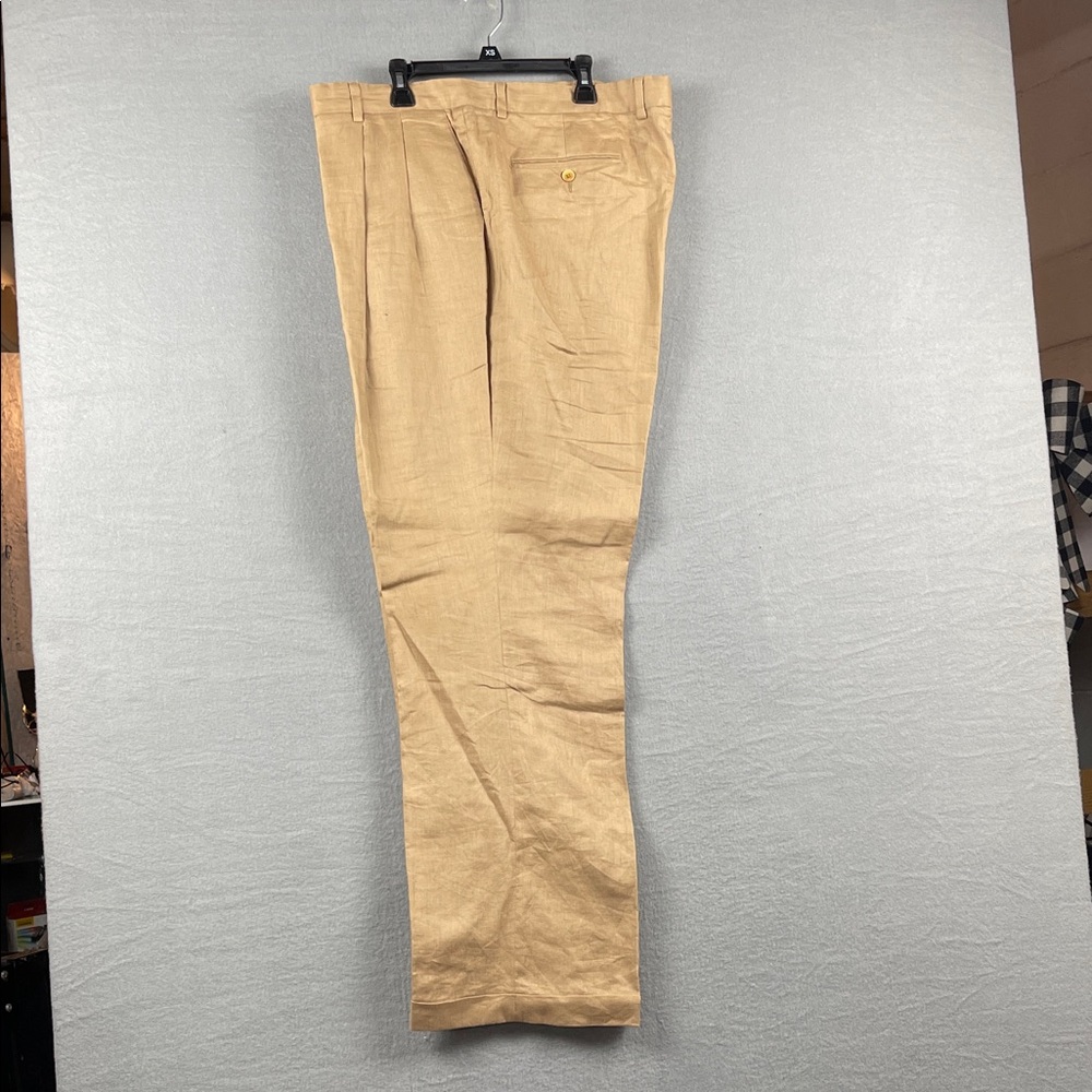 Men's Linen Blend Tan Dress Pants